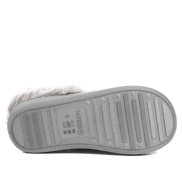 Pavers Wide Fit Soft Mule Slippers - Grey