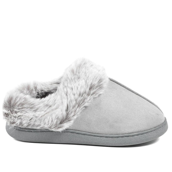 pavers Wide Fit Soft Mule Slippers - Grey