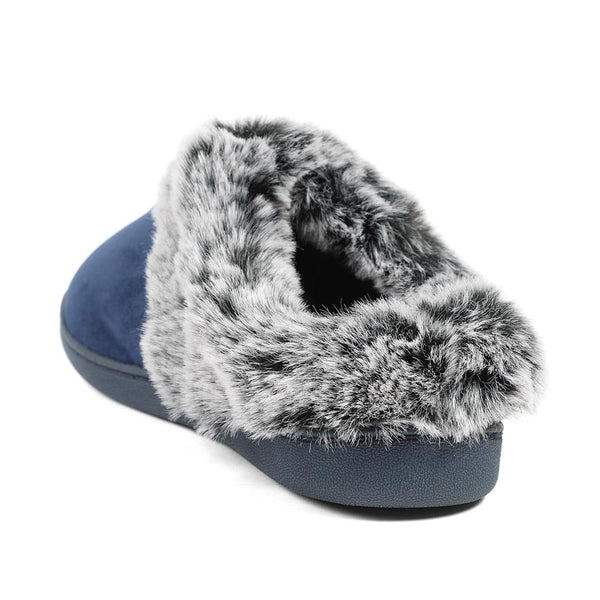 Pavers Wide Fit Soft Mule Slippers - Navy