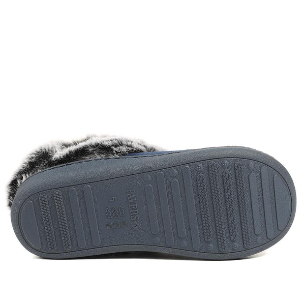 Pavers Wide Fit Soft Mule Slippers - Navy