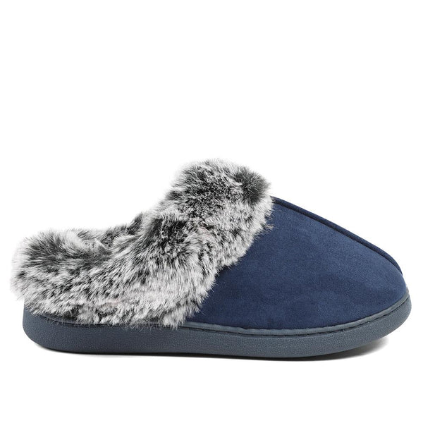 pavers Wide Fit Soft Mule Slippers - Navy