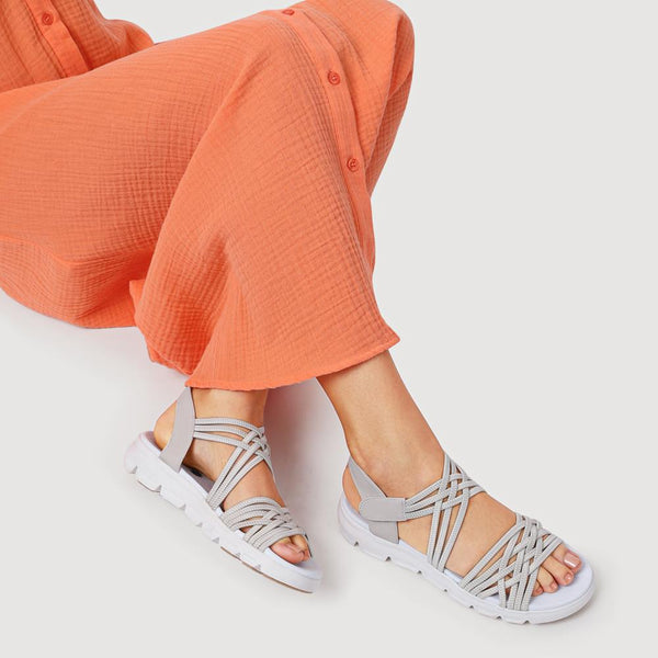 Pavers Wide Fit Stretchy Cushioned Sandals - Beige