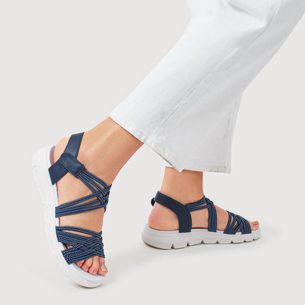 Pavers Wide Fit Stretchy Cushioned Sandals - Navy