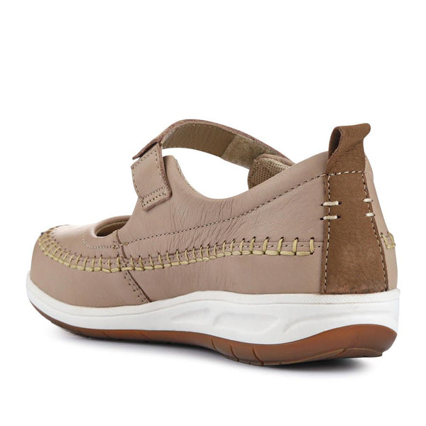 Pavers Wide-Fit Touch-Fasten Mary Janes - Beige