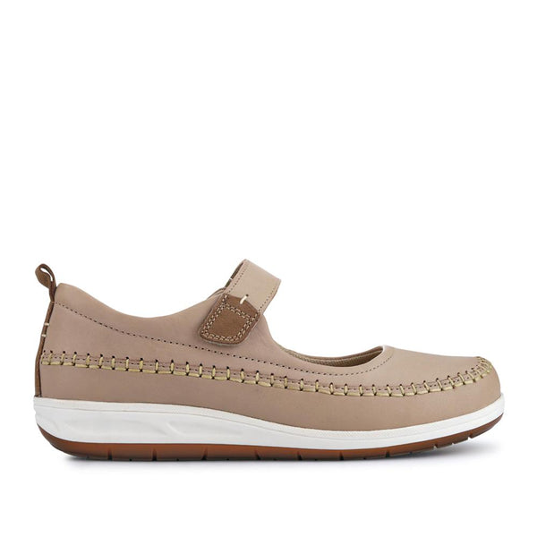 pavers Wide-Fit Touch-Fasten Mary Janes - Beige