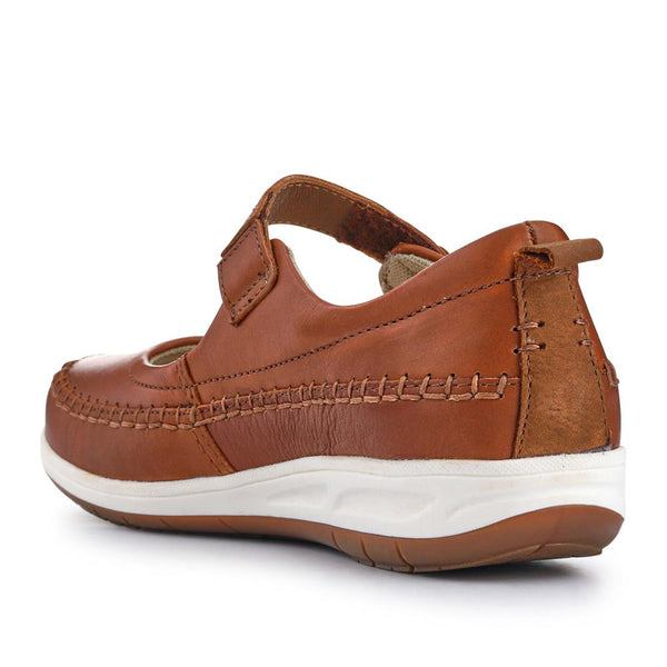 Pavers Wide-Fit Touch-Fasten Mary Janes - Tan
