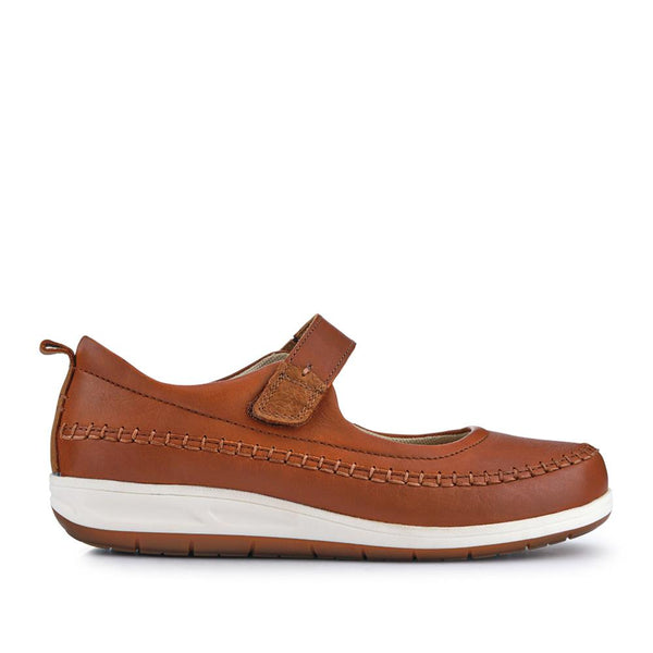 pavers Wide-Fit Touch-Fasten Mary Janes - Tan