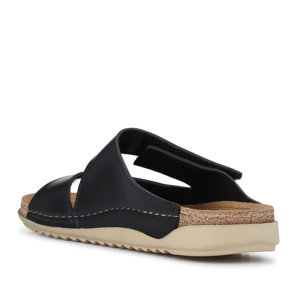 Pavers Wide Fit Touch-Fasten Mules - Black