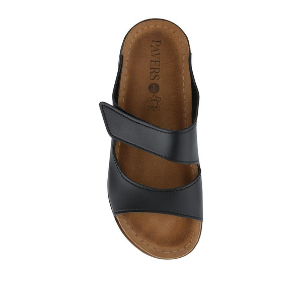 Pavers Wide Fit Touch-Fasten Mules - Black