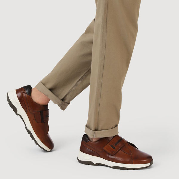 Pavers Wide-Fit Touch-Fasten Shoes - Cognac