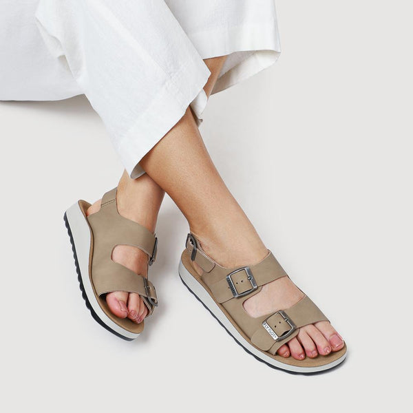 Pavers Wide Fit Triple-Buckled Sandals - Beige