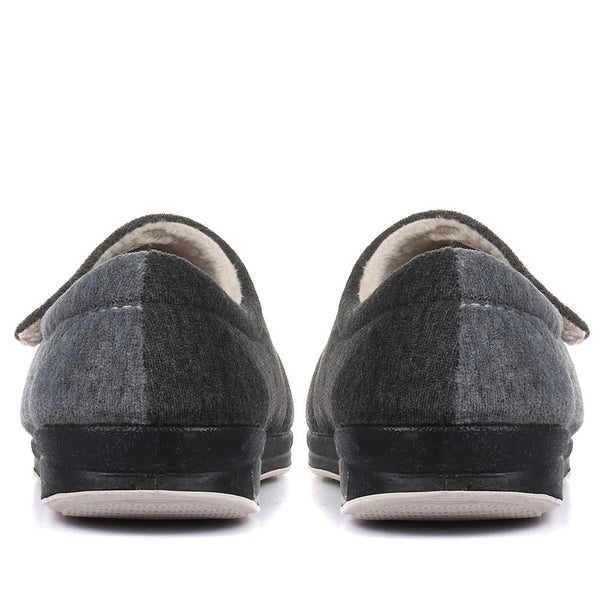 Pavers Wide Fit Warm Antibacterial Slippers - Grey