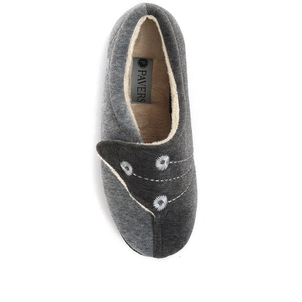 Pavers Wide Fit Warm Antibacterial Slippers - Grey