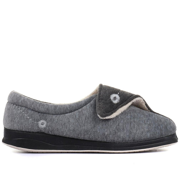 pavers Wide Fit Warm Antibacterial Slippers - Grey