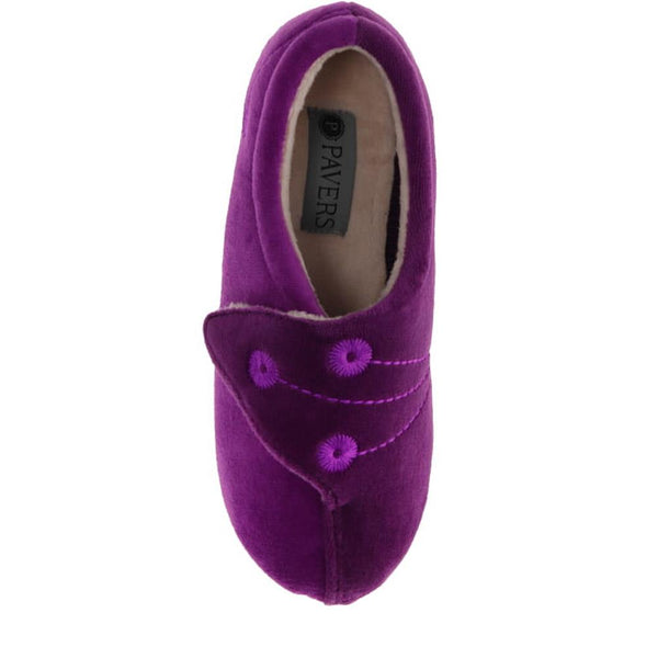 Pavers Wide Fit Warm Antibacterial Slippers - Purple
