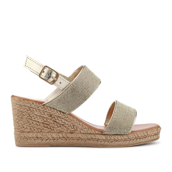 pavers Wide Fit Wedge-Heeled Espadrilles - Gold