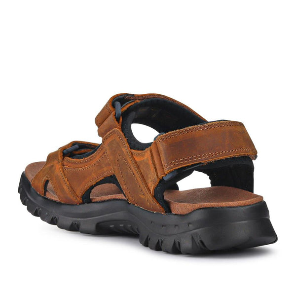 Pavers Wide-Fitting Leather Sandals - Brown