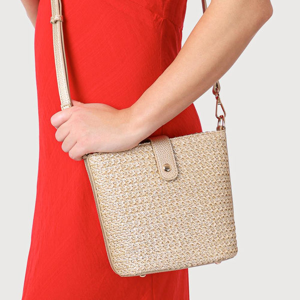 Pavers Woven Cross-Body Bag - Gold