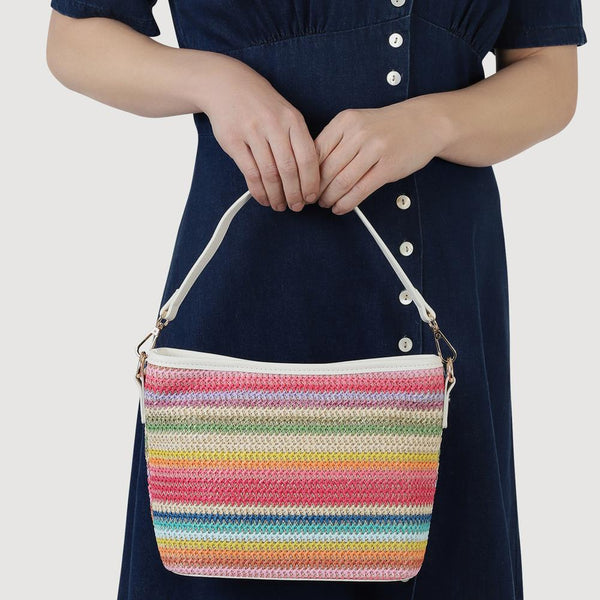 Pavers Woven Shoulder Bag - White Multi