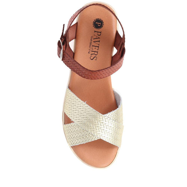 Pavers Woven Strap Sandals - Tan Multi