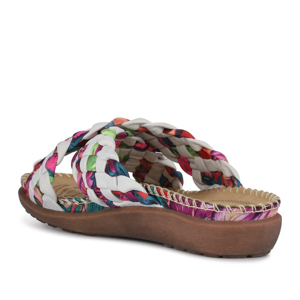 Pavers Woven Upper Mule Sandals - White Multi