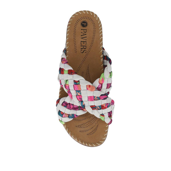 Pavers Woven Upper Mule Sandals - White Multi