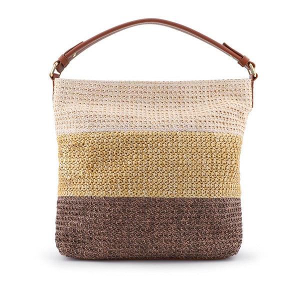 pavers Woven Zip-Up Shoulder Bag - Beige Multi