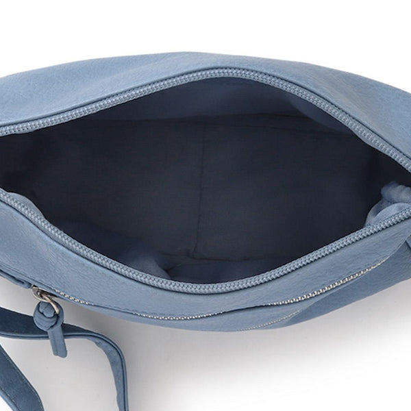 Pavers Zip-Close Cross-Body Bag - Light Blue