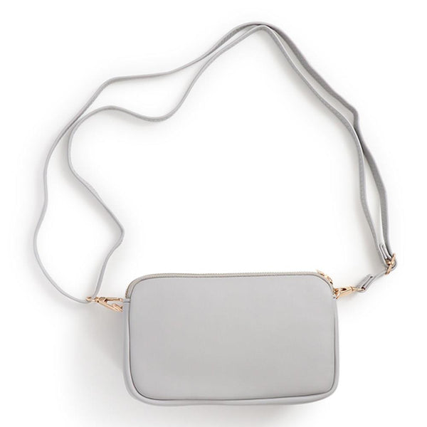 Pavers Zip-Close Cross-Body Bag - Light Blue