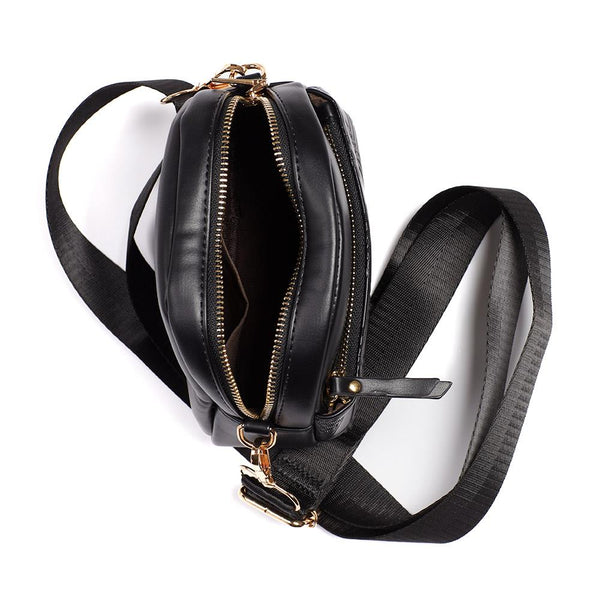 Pavers Zip-Close Crossbody Bag - Black