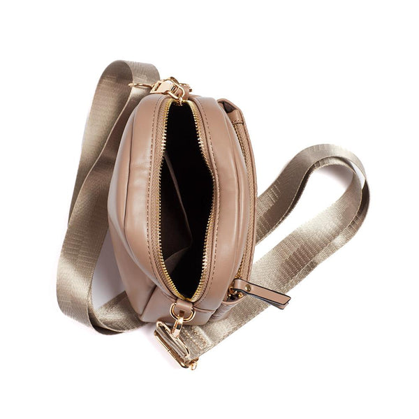 Pavers Zip-Close Crossbody Bag - Coffee