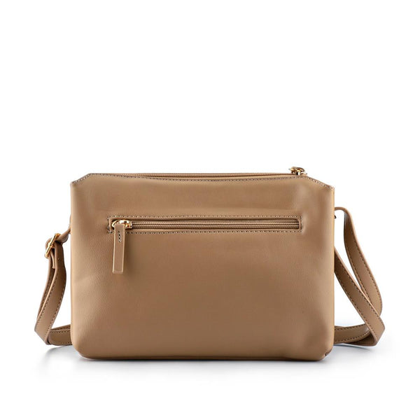 Pavers Zip-Close Shoulder Bag - Beige