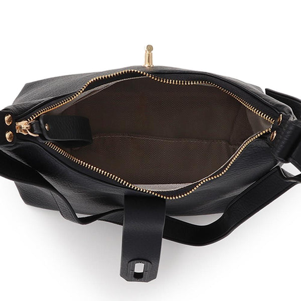 Pavers Zip-Close Shoulder Bag - Black