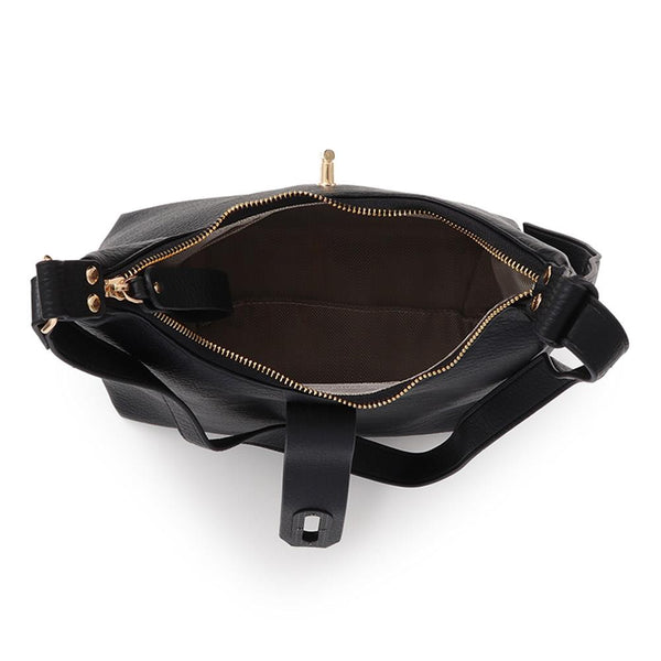 Pavers Zip-Close Shoulder Bag - Black