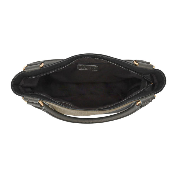 Pavers Zip-Close Shoulder Bag - Black-Grey