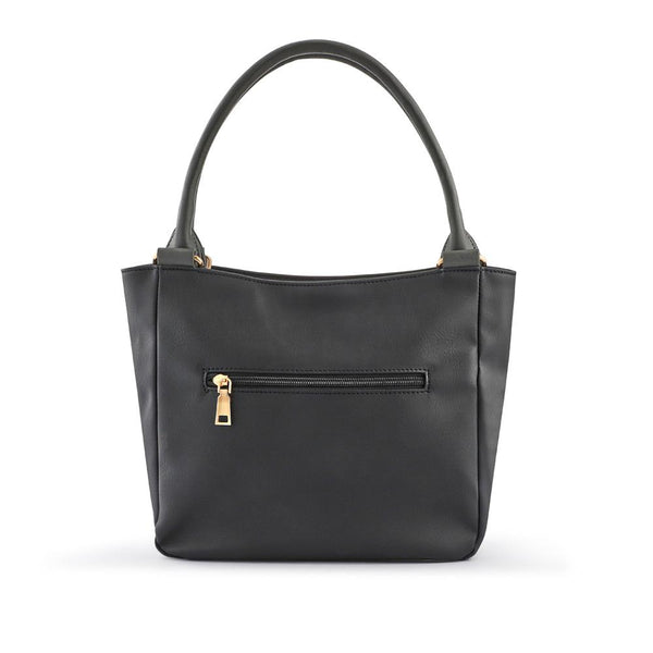pavers Zip-Close Shoulder Bag - Black-Grey