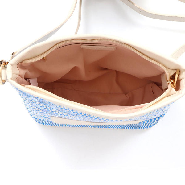 Pavers Zip-Close Shoulder Bag - Blue-White