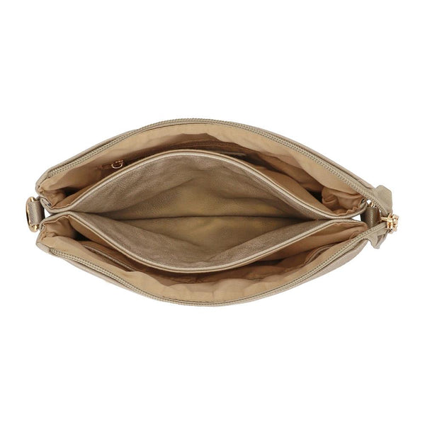 Pavers Zip-Close Shoulder Bag - Soft Gold