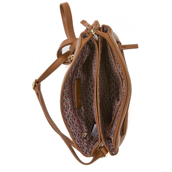 Pavers Zip-Close Shoulder Bag - Tan