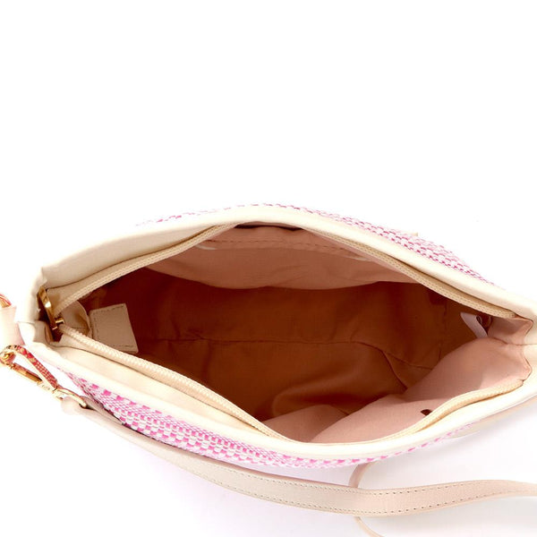 Pavers Zip-Close Shoulder Bag - White-Pink