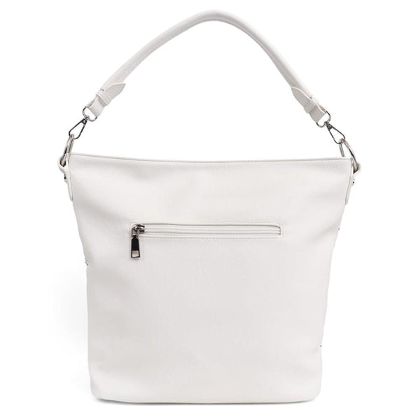 pavers Zip-Close Shoulder Bag - White