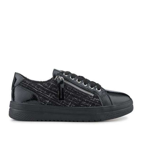 pavers Zip-Up Chunky Platform Trainers - Black Tweed