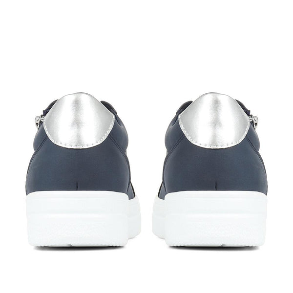 Pavers Zip-Up Chunky Platform Trainers - Navy