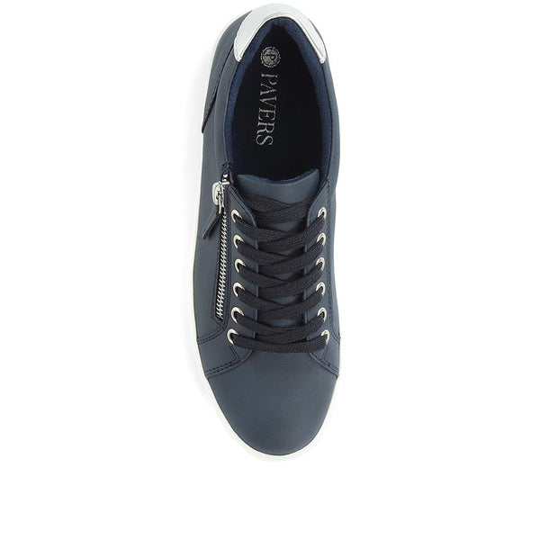 Pavers Zip-Up Chunky Platform Trainers - Navy