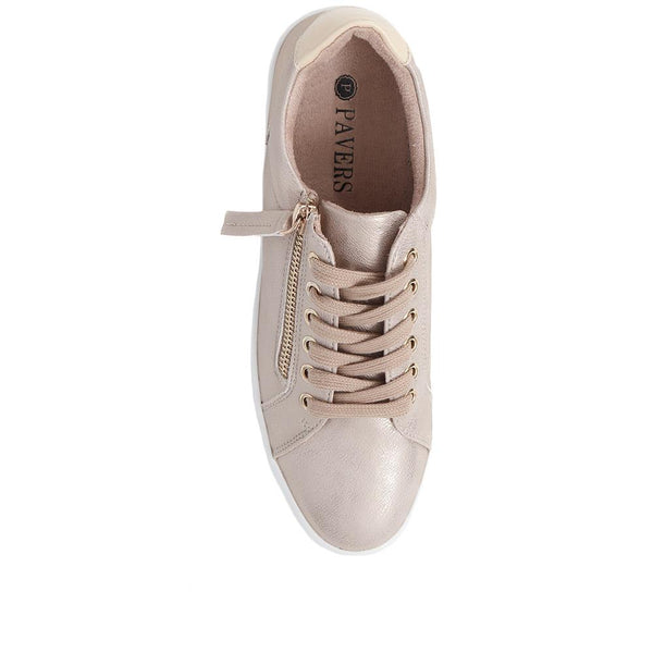 Pavers Zip-Up Chunky Platform Trainers - Soft Gold