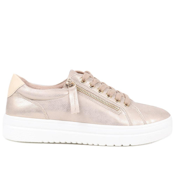 pavers Zip-Up Chunky Platform Trainers - Soft Gold