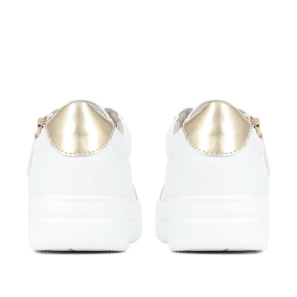 Pavers Zip-Up Chunky Platform Trainers - White
