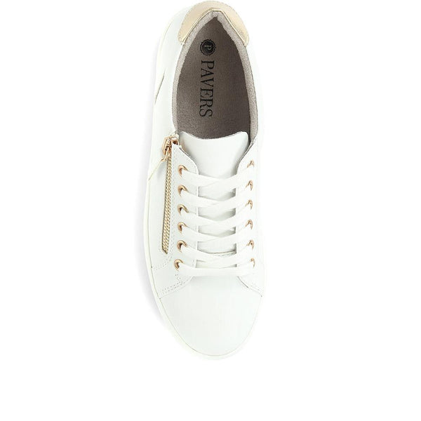 Pavers Zip-Up Chunky Platform Trainers - White
