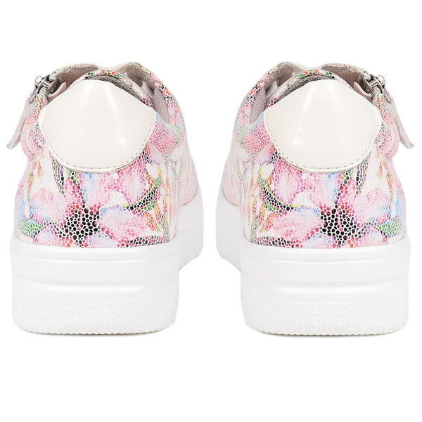 Pavers Zip-Up Chunky Platform Trainers - White Multi