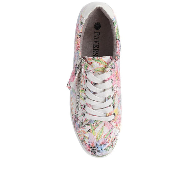 Pavers Zip-Up Chunky Platform Trainers - White Multi